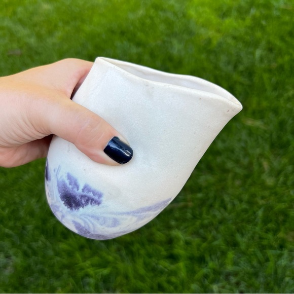 Studio Pottery 3 Piece Set White with Blue Swirl Pitcher and Mugs ART DECO - Picture 12 of 15